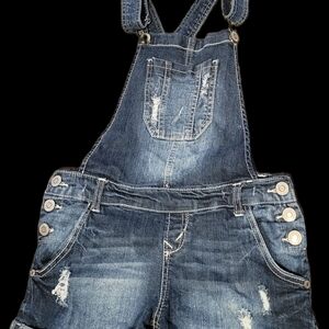 Womens Small Overall Denim Bibs Wallflower Jean Short Bibs Blue